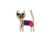 Metal Charm Brooch Golden Cat