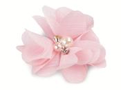 2Pcs Mesh Flowers with Beads 5cm Pink