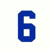 Blue Vinyl Iron‑On Number 6