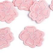 4Pcs Iron on Patch Embroidered Flowers Pink