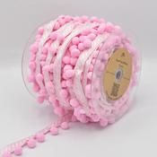 Lurex Pom Pom Ribbon Pink - 10mm image