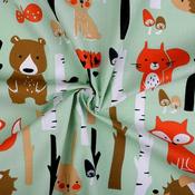 Printed Cotton Poplin (120 gsm) - Fox Forest Green