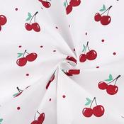 Printed Cotton Poplin (120 gsm) - Cherries White
