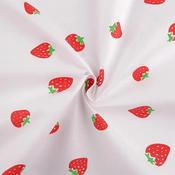 Printed Cotton Poplin (120 gsm) - Strawberries White