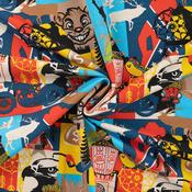 French Terry Brushed – USA Denim Abstract Print