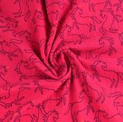 Printed Cotton Muslin - Horses Pink image