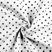 Printed Cotton Poplin (120 gsm) - White and Black Polka
