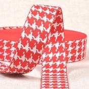 Houndstooth Webbing 15 mm Red