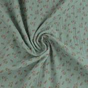 Printed Cotton Muslin - Green Tulips