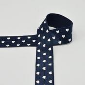 25 mm Navy Elastic Bias Tape with Heart Pattern