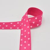 25 mm Fuchsia Elastic Bias Tape with Heart Pattern