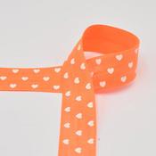 25 mm Neon Orange Elastic Bias Tape with Heart Pattern