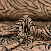 Sparkling Flocked Tiger Stripe Chocolate Jersey Knit Fabric
