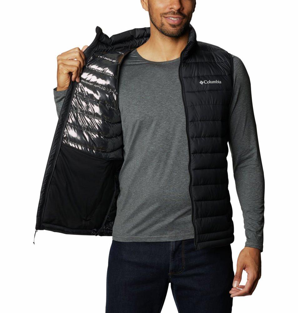 Columbia Men's Powder Lite II Insulated Vest - Black - M - Water Resistant, PFAS-Free with Omni-Heat Reflective Lining and Thermarator Insulation