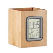 MANILA - Bamboo pen holder and LCD clock