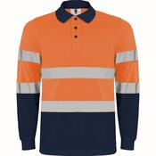AV POLARIS LONG SLEEVE POLO SHIRT S/M NAVY BLUE/FLUOR ORANGE image