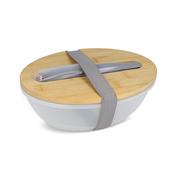 Lunchbox with bamboo lid and cutler