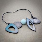 shades of grey necklace - turquoise/grey image