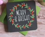 merry and bright wreath card image