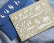 snowy winter village card image