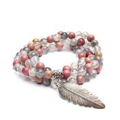 Grey Quartz/Rhodonite Mala Necklace image