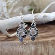 Silver Rose Quartz &amp; Labradorite Earrings image