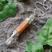 Peach Moonstone and Quartz Wand Pendulum