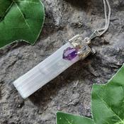 Selenite Pendant with Amethyst image