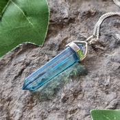 Silver Aqua Aura Point Pendant