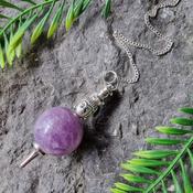 Amethyst Sphere Pendulum with Buddha