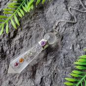 Faceted Quartz Chakra Pendulum