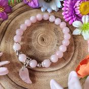 Rose Quartz Crystal Bracelet with Crystal Wing image