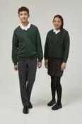Bottle Green Trutex V-Neck School Sweatshirt – Durable Low Pill Uniform Jumper (Unisex)  image