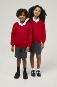 Scarlet Red Trutex V-Neck School Sweatshirt – Durable Low Pill Uniform Jumper (Unisex)  image
