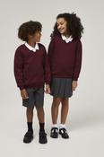 Maroon Trutex V-Neck School Sweatshirt – Durable Low Pill Uniform Jumper (Unisex)   image