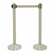 Retractable Barrier Post Grey ropes posts queue queuing tensator tensa stanchion image