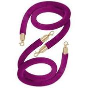 Classic Velvet Barrier Rope  Purple with Gold Ends  200 cm