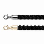 Black Twisted Queue Rope 1.5m | Gold or Chrome Ends