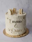 White Luxury Personalised Cake with Macarons