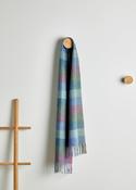 Foxford, Damask Green Turquoise Check Lambswool scarf