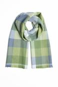 Foxford, Green &amp; Blue Small Block Check Extra Fine Merino Scarf image