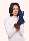 Powder, Bettina Faux Suede/Fur Gloves, Navy image