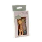 Wooden Teether And Rattle - Blue/Grey
