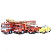 Corgi Land Rover, Morris Minor Pick-up, Thames Trader and AEC Fire Engine