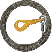 Wire Winch Rope  10mm x 20m with Swivel Self Locking Hook