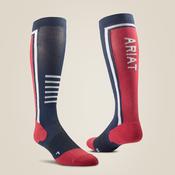 AriatTEK Slimline Performance Riding Socks in Red &amp; Navy