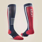 AriatTEK Slimline Performance Riding Socks in Red &amp; Navy