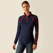 Ariat Women's Sunstopper 1/4 Zip Baselayer in Navy &amp; Red