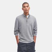 Barbour Men's Cotton Quarter Zip Knit Jumper in Grey Marl