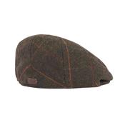 Barbour Men's Wilkin Flat Cap in Olive Herringbone